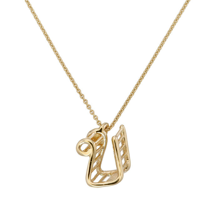 Thai Alphabet " บ " equivalent to "B"  Necklace in 18K Yellow Gold