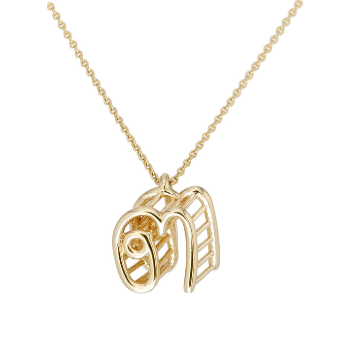 Thai Alphabet " ต " equivalent to "T"  Necklace in 18K Yellow Gold