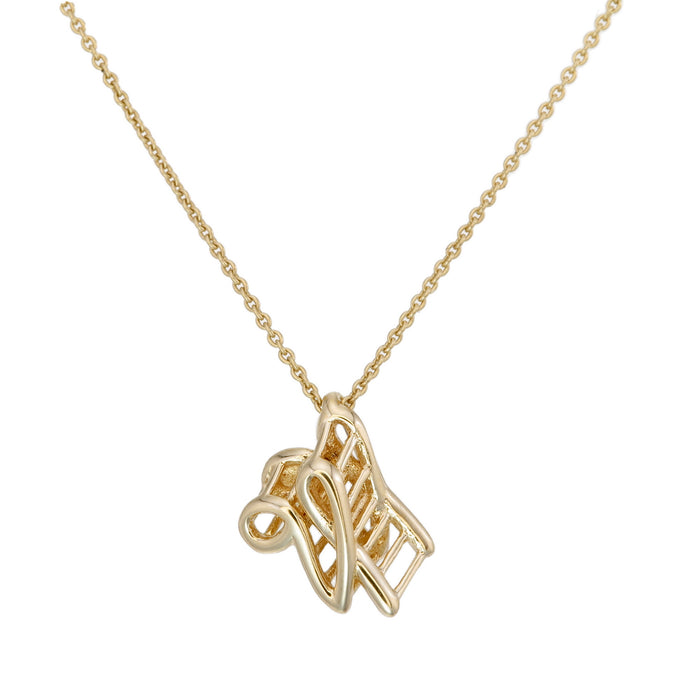 Thai Alphabet " ห " equivalent to "h"  Necklace in 18K Yellow Gold