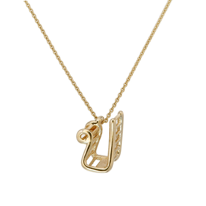 Thai Alphabet " ป " equivalent to "P"  Necklace in 18K Yellow Gold