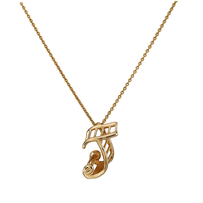 Alphabet J  Necklace in 18K Yellow Gold