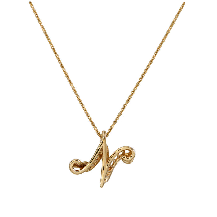 Alphabet N  Necklace in 18K Yellow Gold