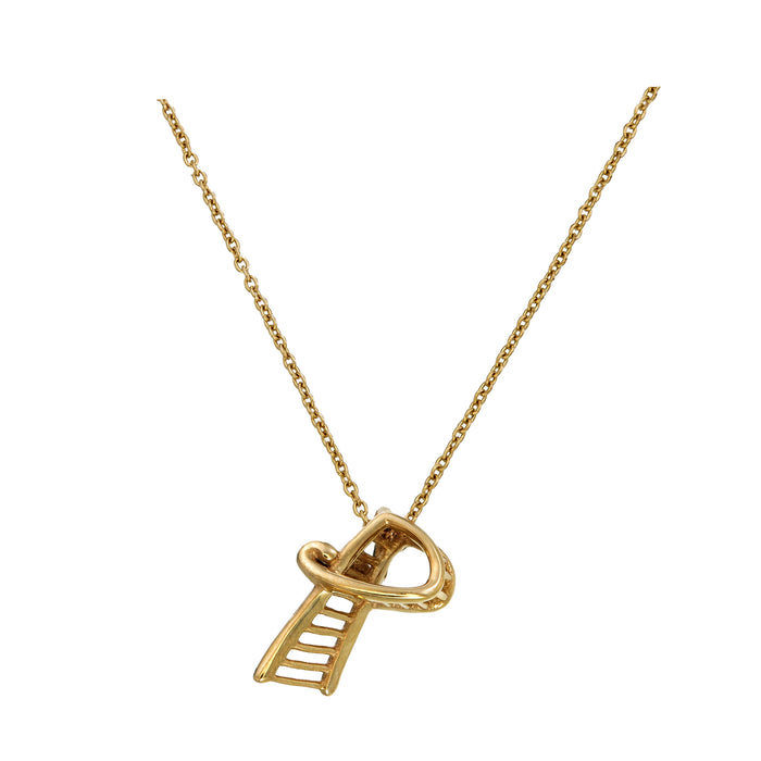 Alphabet P  Necklace in 18K Yellow Gold