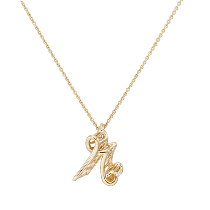 Alphabet R  Necklace in 18K Yellow Gold