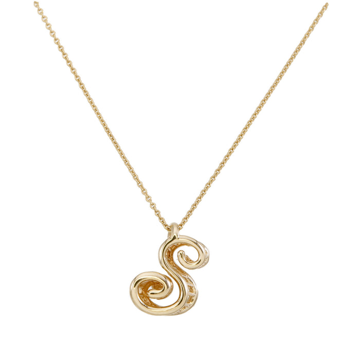 Alphabet S Necklace in 18K Yellow Gold