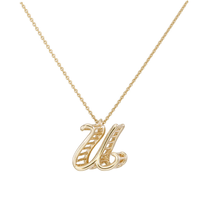 Alphabet U Necklace in 18K Yellow Gold