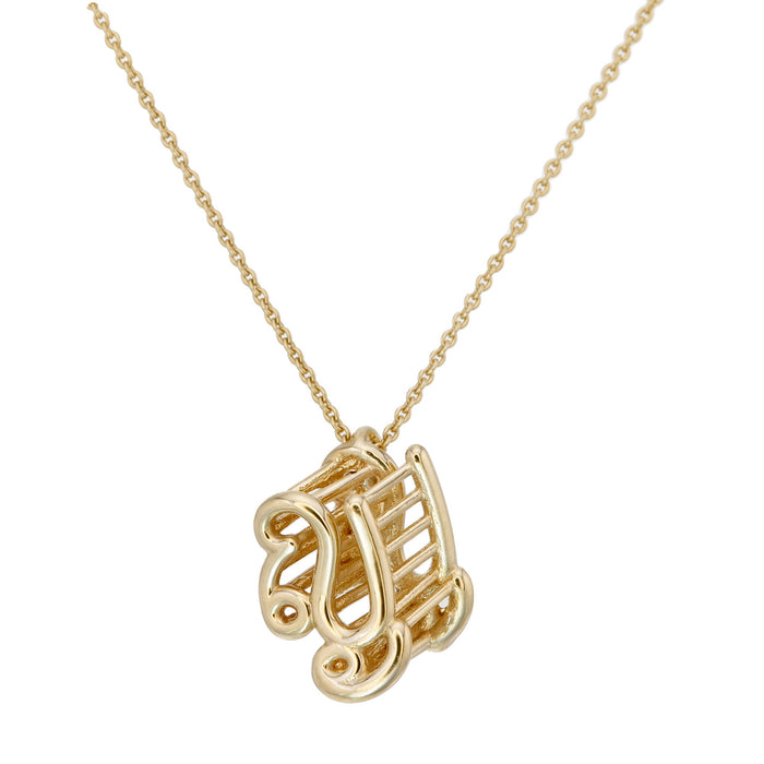 Thai Alphabet " ญ " equivalent to "Y" Necklace in 18K Yellow Gold