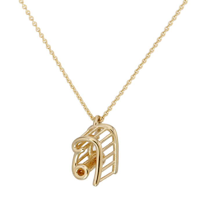 Thai Alphabet " ถ " equivalent to "Th"  Necklace in 18K Yellow Gold