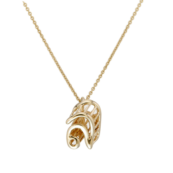 Thai Alphabet " ล " equivalent to "L"  Necklace in 18K Yellow Gold
